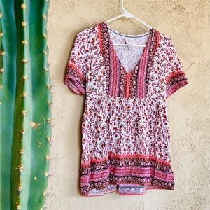 5/$5 Knox Rose Pink and Brown Patterned Fabric